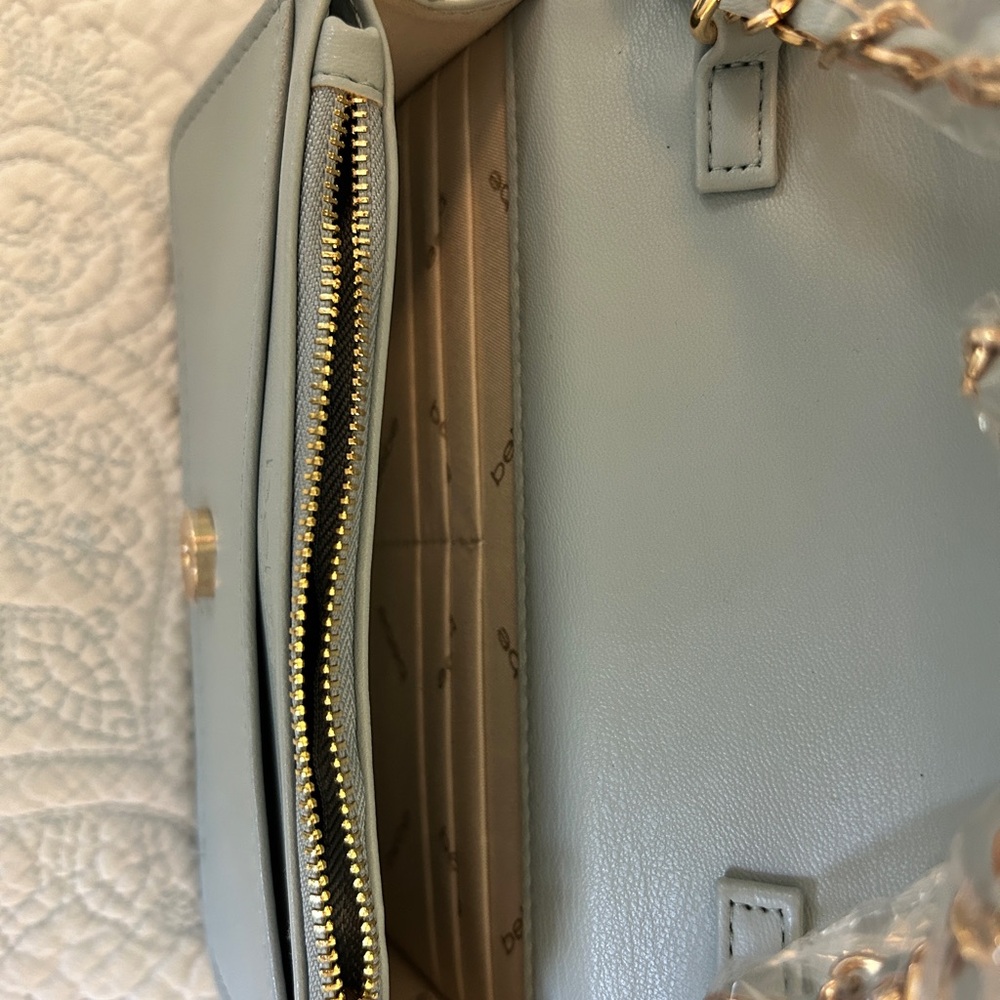 “bebe” Clutch handbag w/braided chain handle - light blue - Picture 7 of 9